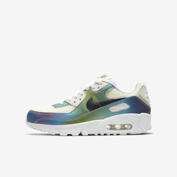 Nike Air Max 90 - Nagyobb Gyerek Air Max Trainers - Fehér/Színes/Fehér/Fekete